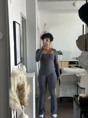 Gray Long Sleeve Jumpsuit